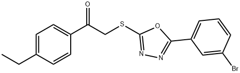 2-{[5-(3-bromophenyl)-1,3,4-oxadiazol-2-yl]sulfanyl}-1-(4-ethylphenyl)ethanone Struktur