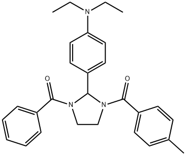 {2-[4-(diethylamino)phenyl]-3-[(4-methylphenyl)carbonyl]imidazolidin-1-yl}(phenyl)methanone Struktur