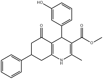 methyl 4-(3-hydroxyphenyl)-2-methyl-5-oxo-7-phenyl-1,4,5,6,7,8-hexahydroquinoline-3-carboxylate Struktur