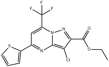 ethyl 3-chloro-5-(thiophen-2-yl)-7-(trifluoromethyl)pyrazolo[1,5-a]pyrimidine-2-carboxylate Struktur