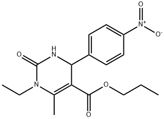 propyl 1-ethyl-6-methyl-4-(4-nitrophenyl)-2-oxo-1,2,3,4-tetrahydropyrimidine-5-carboxylate Struktur