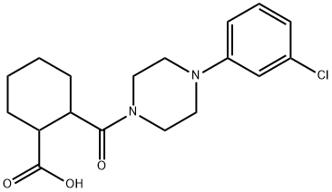 2-(4-(3-chlorophenyl)piperazine-1-carbonyl)cyclohexanecarboxylic acid Struktur