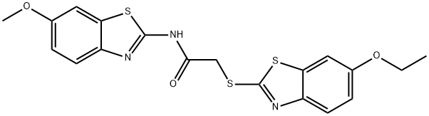 2-[(6-ethoxy-1,3-benzothiazol-2-yl)sulfanyl]-N-(6-methoxy-1,3-benzothiazol-2-yl)acetamide Struktur