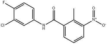 N-(3-chloro-4-fluorophenyl)-2-methyl-3-nitrobenzamide Struktur