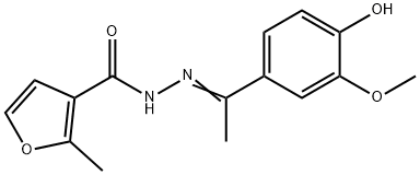 N'-[(1Z)-1-(4-hydroxy-3-methoxyphenyl)ethylidene]-2-methylfuran-3-carbohydrazide Struktur