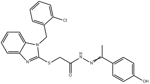 (Z)-2-((1-(2-chlorobenzyl)-1H-benzo[d]imidazol-2-yl)thio)-N'-(1-(4-hydroxyphenyl)ethylidene)acetohydrazide Struktur