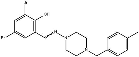 (E)-2,4-dibromo-6-(((4-(4-methylbenzyl)piperazin-1-yl)imino)methyl)phenol Struktur