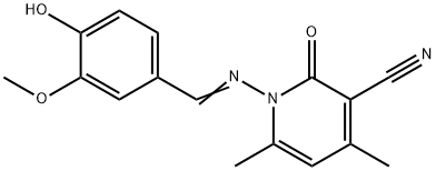 1,2-DIHYDRO-4,6-DIMETHYL-2-OXO-1-(VANILLYLIDENEAMINO)NICOTINONITRILE Struktur