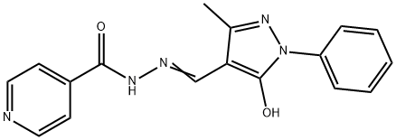 (E)-N'-((5-hydroxy-3-methyl-1-phenyl-1H-pyrazol-4-yl)methylene)isonicotinohydrazide Struktur