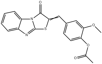 (Z)-2-methoxy-4-((3-oxobenzo[4,5]imidazo[2,1-b]thiazol-2(3H)-ylidene)methyl)phenyl acetate Struktur