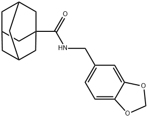 N-(1,3-benzodioxol-5-ylmethyl)tricyclo[3.3.1.1~3,7~]decane-1-carboxamide Struktur