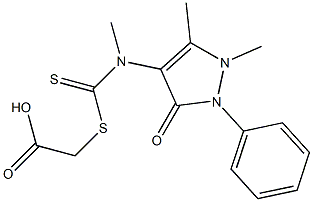 2-(((1,5-dimethyl-3-oxo-2-phenyl-2,3-dihydro-1H-pyrazol-4-yl)(methyl)carbamothioyl)thio)acetic acid Struktur