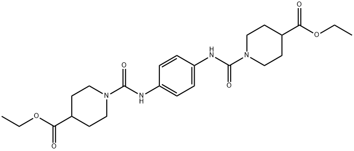 diethyl 1,1'-((1,4-phenylenebis(azanediyl))bis(carbonyl))bis(piperidine-4-carboxylate) Struktur