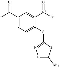 1-{4-[(5-amino-1,3,4-thiadiazol-2-yl)sulfanyl]-3-nitrophenyl}ethanone Struktur