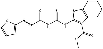 methyl 2-[({[3-(2-furyl)acryloyl]amino}carbonothioyl)amino]-4,5,6,7-tetrahydro-1-benzothiophene-3-carboxylate Struktur