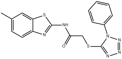 N-(6-methyl-1,3-benzothiazol-2-yl)-2-[(1-phenyl-1H-tetrazol-5-yl)sulfanyl]acetamide Struktur