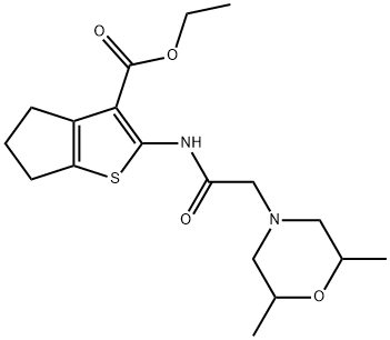 ethyl 2-(2-(2,6-dimethylmorpholino)acetamido)-5,6-dihydro-4H-cyclopenta[b]thiophene-3-carboxylate Struktur