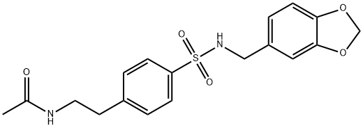 N-(2-{4-[(1,3-benzodioxol-5-ylmethyl)sulfamoyl]phenyl}ethyl)acetamide Struktur