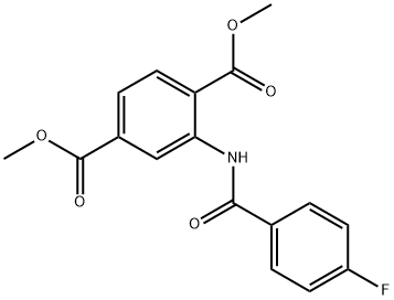 dimethyl 2-{[(4-fluorophenyl)carbonyl]amino}benzene-1,4-dicarboxylate Struktur