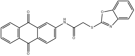 2-(1,3-benzoxazol-2-ylsulfanyl)-N-(9,10-dioxo-9,10-dihydroanthracen-2-yl)acetamide Struktur