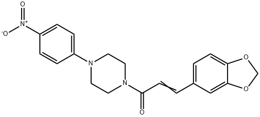 (2E)-3-(1,3-benzodioxol-5-yl)-1-[4-(4-nitrophenyl)piperazin-1-yl]prop-2-en-1-one Struktur