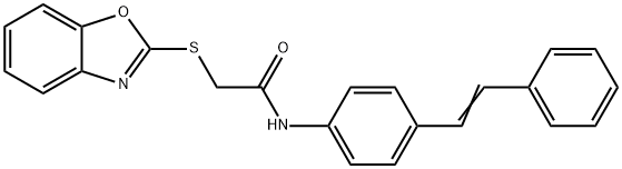 2-(1,3-benzoxazol-2-ylsulfanyl)-N-{4-[(E)-2-phenylethenyl]phenyl}acetamide Struktur