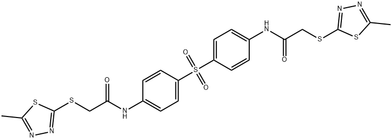 N,N'-(sulfonyldibenzene-4,1-diyl)bis{2-[(5-methyl-1,3,4-thiadiazol-2-yl)sulfanyl]acetamide} Struktur