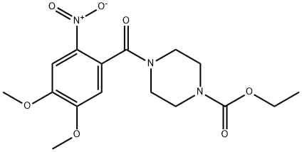 ethyl 4-[(4,5-dimethoxy-2-nitrophenyl)carbonyl]piperazine-1-carboxylate Struktur