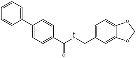 N-(1,3-benzodioxol-5-ylmethyl)biphenyl-4-carboxamide Struktur