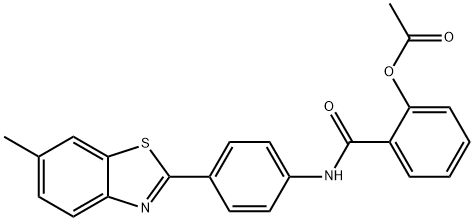 2-({[4-(6-methyl-1,3-benzothiazol-2-yl)phenyl]amino}carbonyl)phenyl acetate Struktur