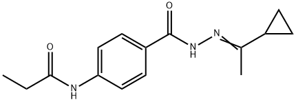 N-(4-{[2-(1-cyclopropylethylidene)hydrazino]carbonyl}phenyl)propanamide Struktur