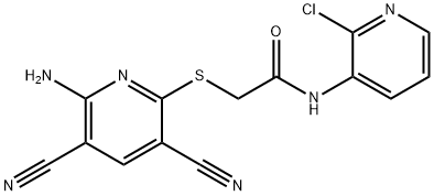 2-[(6-amino-3,5-dicyanopyridin-2-yl)sulfanyl]-N-(2-chloropyridin-3-yl)acetamide Struktur