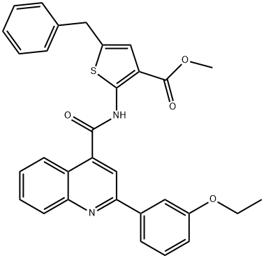 methyl 5-benzyl-2-(2-(3-ethoxyphenyl)quinoline-4-carboxamido)thiophene-3-carboxylate Struktur