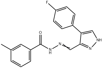 (E)-N'-((4-(4-fluorophenyl)-1H-pyrazol-3-yl)methylene)-3-methylbenzohydrazide Struktur