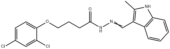 (E)-4-(2,4-dichlorophenoxy)-N'-((2-methyl-1H-indol-3-yl)methylene)butanehydrazide Struktur