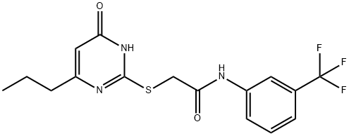 2-[(4-hydroxy-6-propylpyrimidin-2-yl)sulfanyl]-N-[3-(trifluoromethyl)phenyl]acetamide Struktur