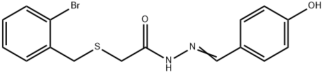 (E)-2-((2-bromobenzyl)thio)-N'-(4-hydroxybenzylidene)acetohydrazide Struktur