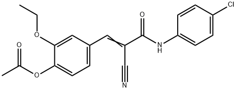 (E)-4-(3-((4-chlorophenyl)amino)-2-cyano-3-oxoprop-1-en-1-yl)-2-ethoxyphenyl acetate Struktur