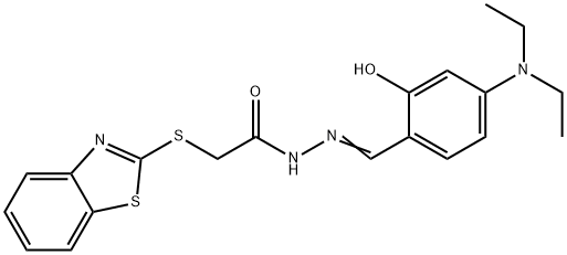 2-(1,3-benzothiazol-2-ylsulfanyl)-N'-{(E)-[4-(diethylamino)-2-hydroxyphenyl]methylidene}acetohydrazide Struktur