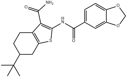 N-(6-tert-butyl-3-carbamoyl-4,5,6,7-tetrahydro-1-benzothiophen-2-yl)-1,3-benzodioxole-5-carboxamide Struktur