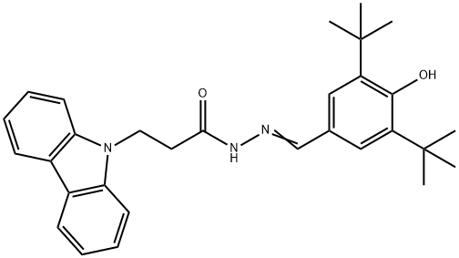 (E)-3-(9H-carbazol-9-yl)-N'-(3,5-di-tert-butyl-4-hydroxybenzylidene)propanehydrazide Struktur