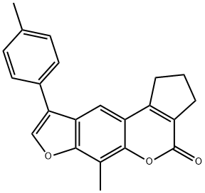 6-methyl-9-(p-tolyl)-2,3-dihydrocyclopenta[c]furo[3,2-g]chromen-4(1H)-one Struktur