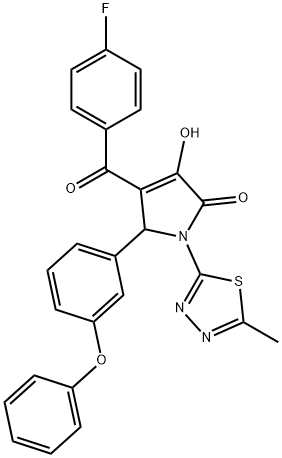 4-(4-fluorobenzoyl)-3-hydroxy-1-(5-methyl-1,3,4-thiadiazol-2-yl)-5-(3-phenoxyphenyl)-1H-pyrrol-2(5H)-one Struktur