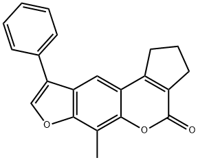 6-methyl-9-phenyl-2,3-dihydrocyclopenta[c]furo[3,2-g]chromen-4(1H)-one Struktur