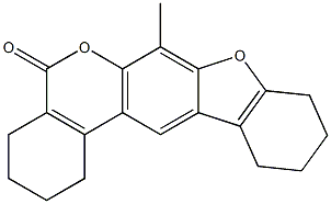 7-methyl-3,4,9,10,11,12-hexahydro-1H-benzo[c]benzofuro[3,2-g]chromen-5(2H)-one Struktur