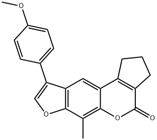 9-(4-methoxyphenyl)-6-methyl-2,3-dihydrocyclopenta[c]furo[3,2-g]chromen-4(1H)-one Struktur