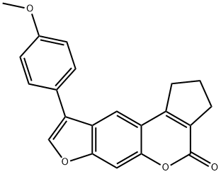 9-(4-methoxyphenyl)-2,3-dihydrocyclopenta[c]furo[3,2-g]chromen-4(1H)-one Struktur