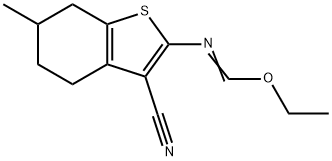 (E)-ethyl N-(3-cyano-6-methyl-4,5,6,7-tetrahydrobenzo[b]thiophen-2-yl)formimidate Struktur