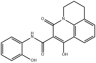 1-hydroxy-N-(2-hydroxyphenyl)-3-oxo-3,5,6,7-tetrahydropyrido[3,2,1-ij]quinoline-2-carboxamide Struktur