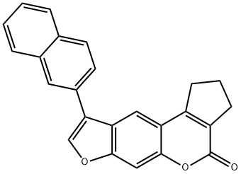 9-(naphthalen-2-yl)-2,3-dihydrocyclopenta[c]furo[3,2-g]chromen-4(1H)-one Struktur